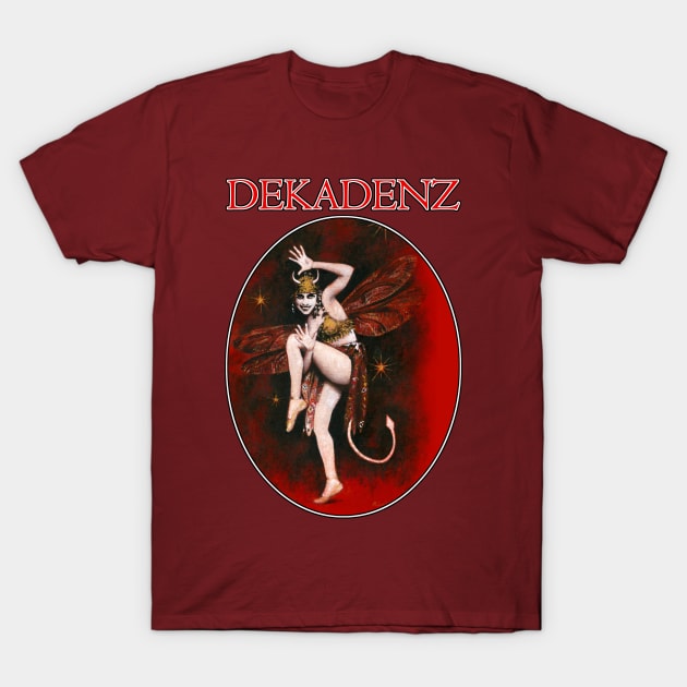 Dekadenz Vintage Dancing Devil Girl Design T-Shirt by mictomart